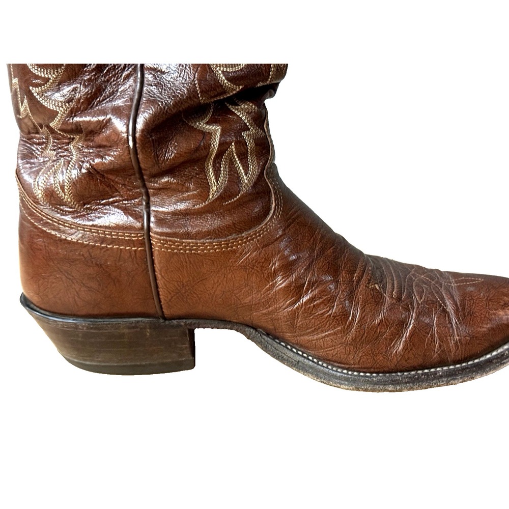 NOCONA Brown Leather Western Cowboy Boot Men's Size 8.5D Made in USA - Picture 10 of 16